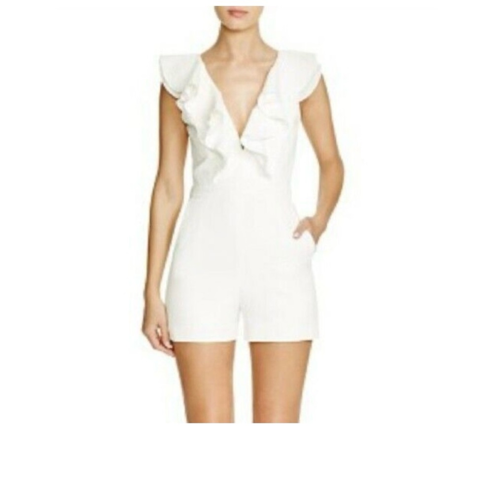 Bardot Deep V-neck Ruffled Size USA 6/S WOMEN'S ROMPER
